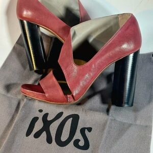 Ixos burgundy leather cut-out open-toe pumps, EU40, NWT